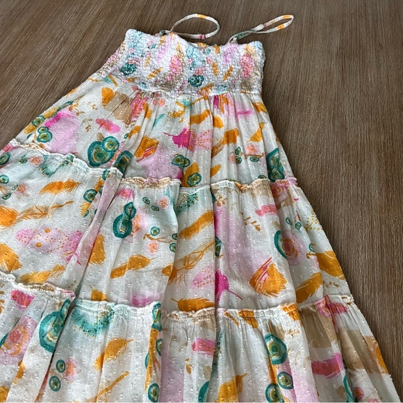 Gypsy Queen multi color maxi dress, tassel trim, smocked top, Small/Medium - Picture 7 of 9